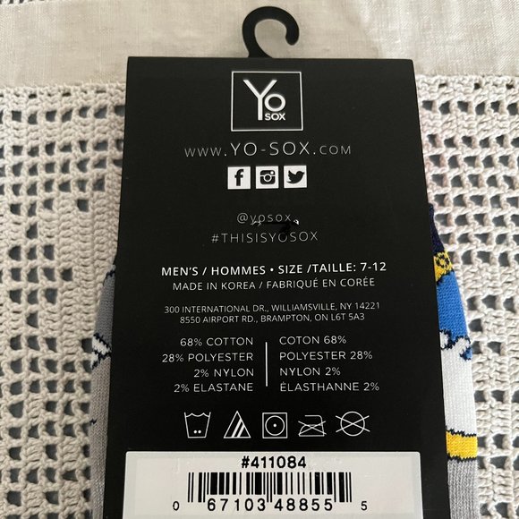 NEW with tags YoSox grey, red, navy, white & yellow socks men’s size 7-12 rare - Picture 7 of 9